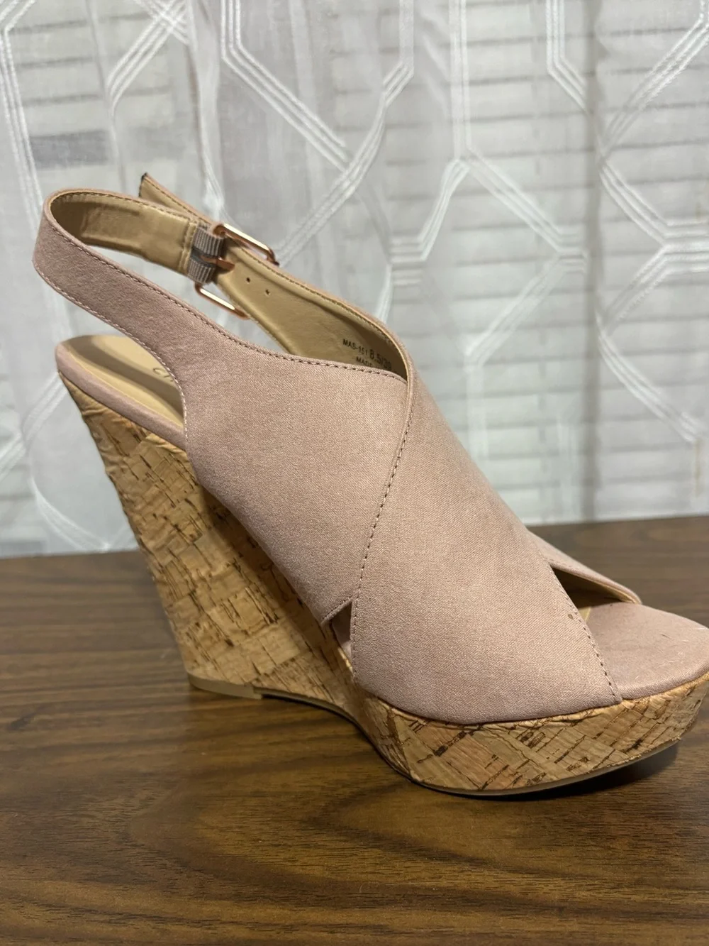 Chinese Laundry 8.5 Women’s Blush Pink Cork Wedge Slingback Sandals NWOT “MYYA”